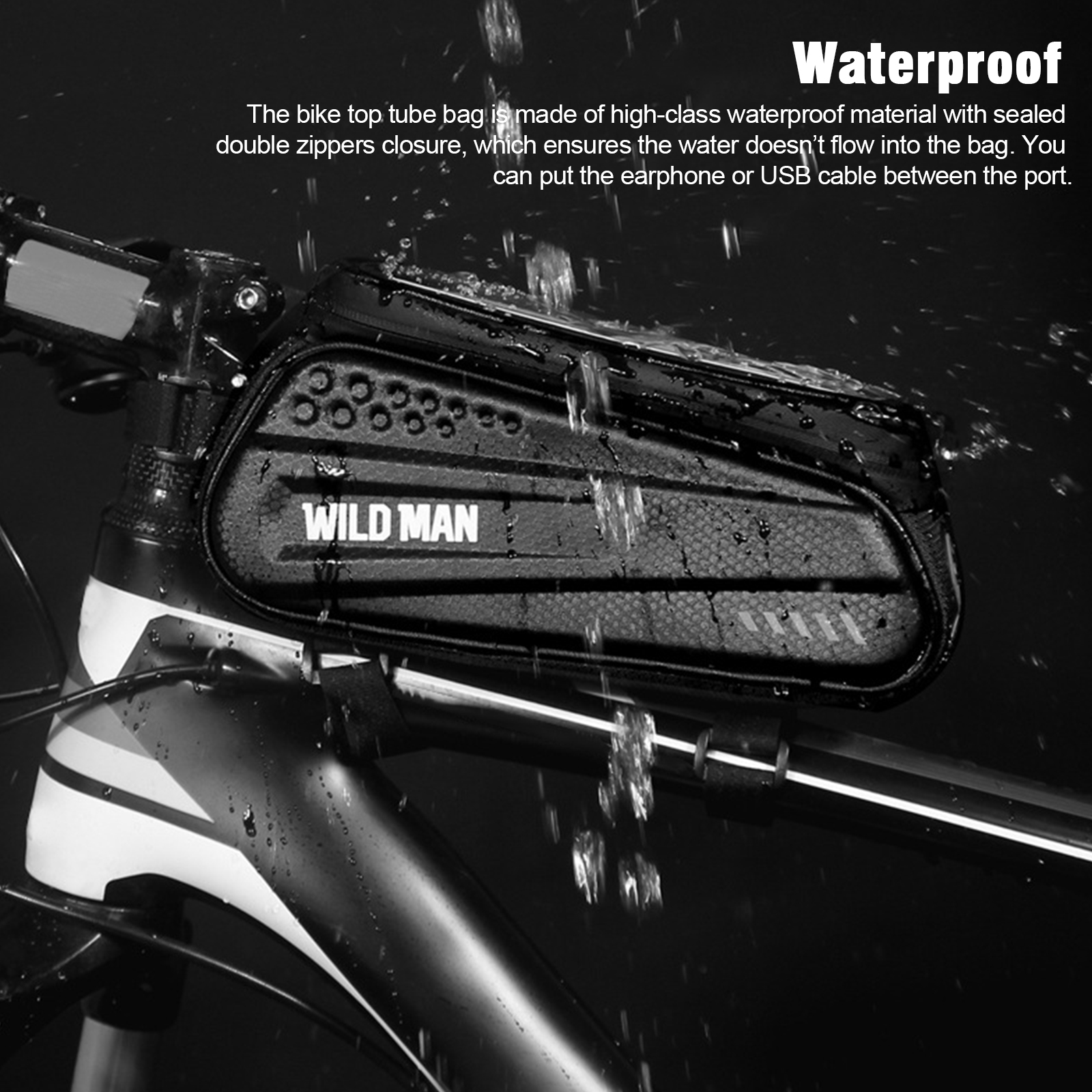 WILD MAN Mountain Bike Bicycle Front Tube Water Proof MTB Phone Holder Case Bags