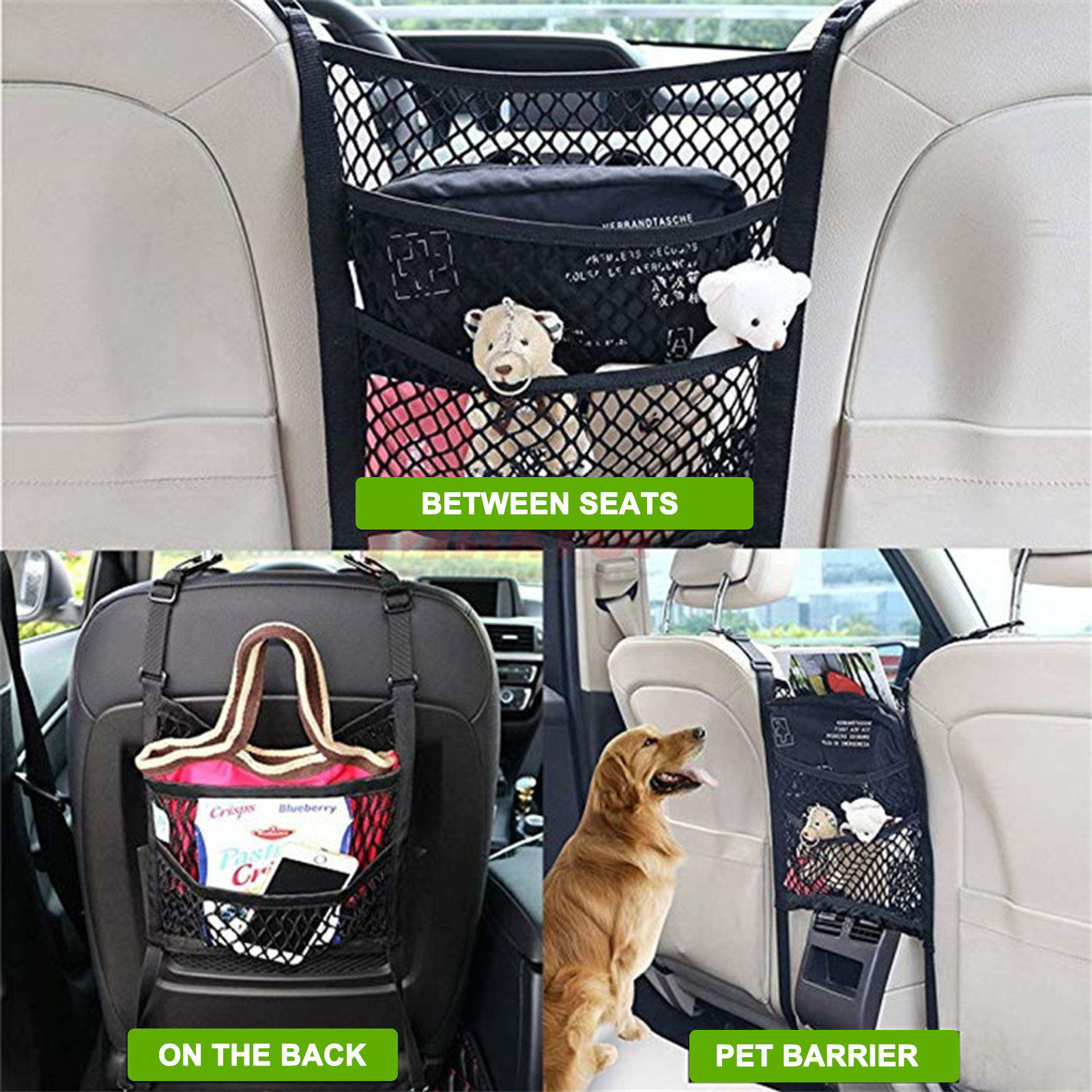 Car Seat Back Organizer Multi-Pocket Storage Bag/Insulated Drink Holder #eq