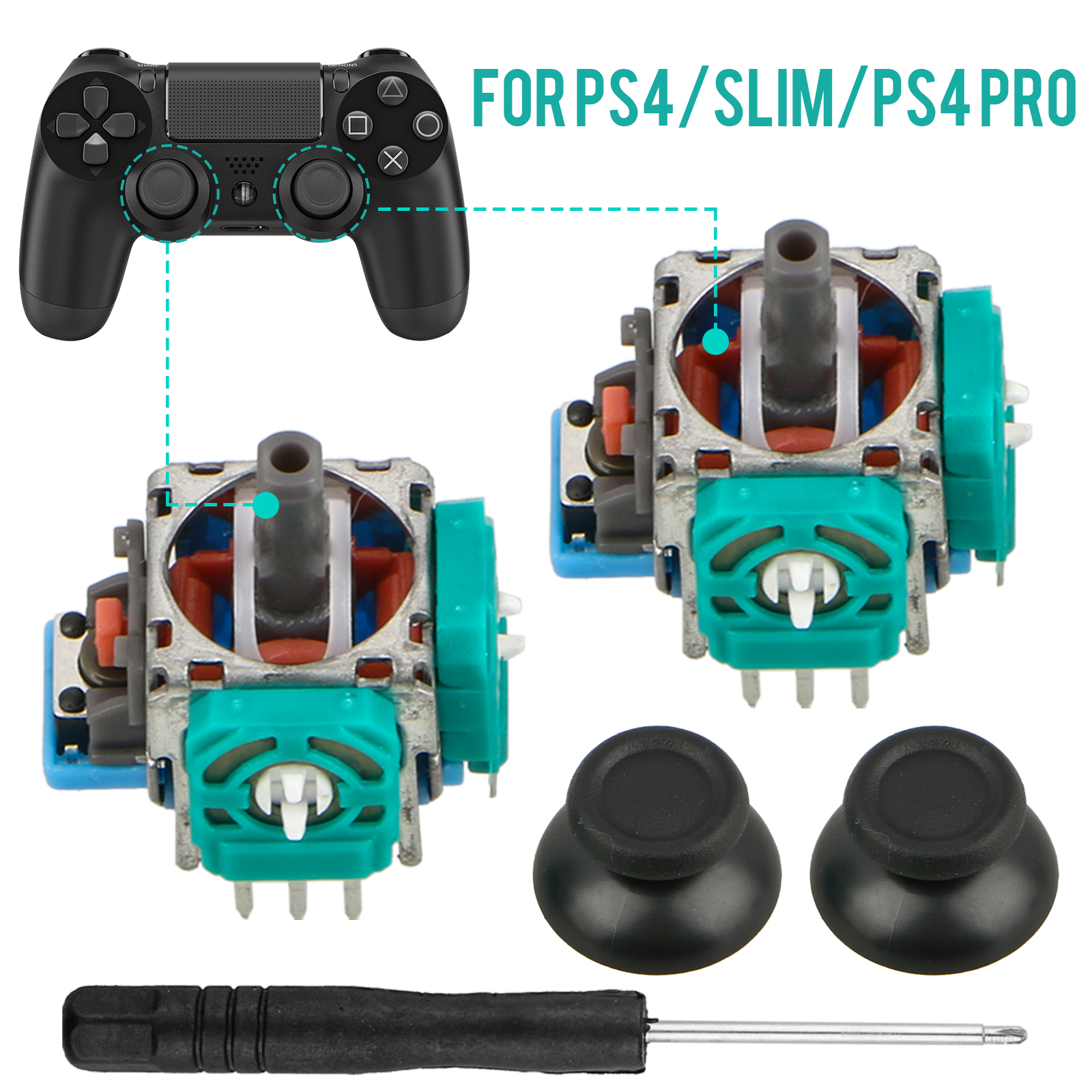 3D Analog Stick Joystick Sensor Module & Thumb Replacement For Sony PS4