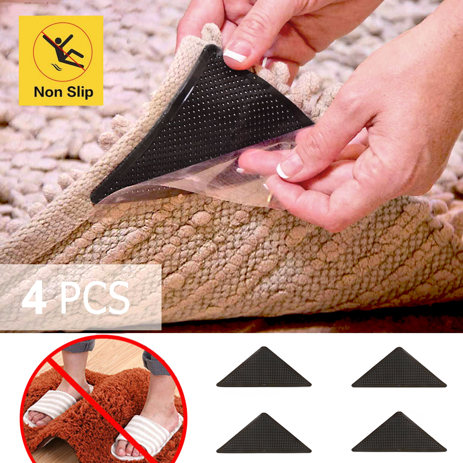 Ledg Rug Pad Grippers for Area Rugs - Multi Pack Reusable, No Skid,  Washable, Anti-Slip, Rug Pad Gripper for Hardwood Floors and Tile with