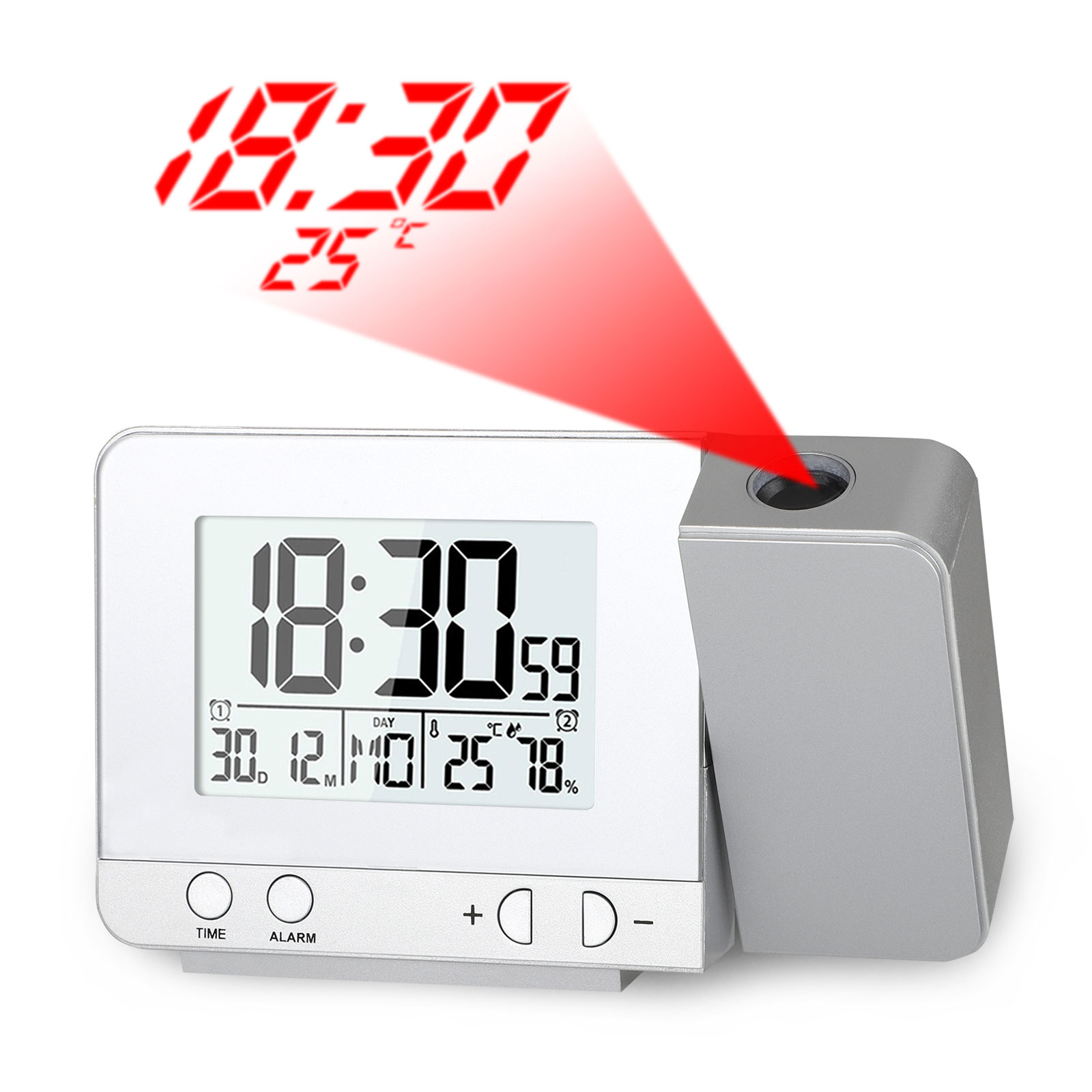 New Dimmable Digital LED LCD Projector Projection Snooze Dual Alarm Clock Timer 