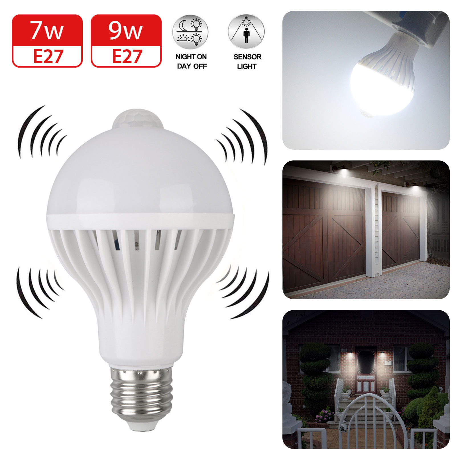 INDOOR/OUTDOOR MOTION SENSOR Light Bulb Motion Activated LED Dusk to