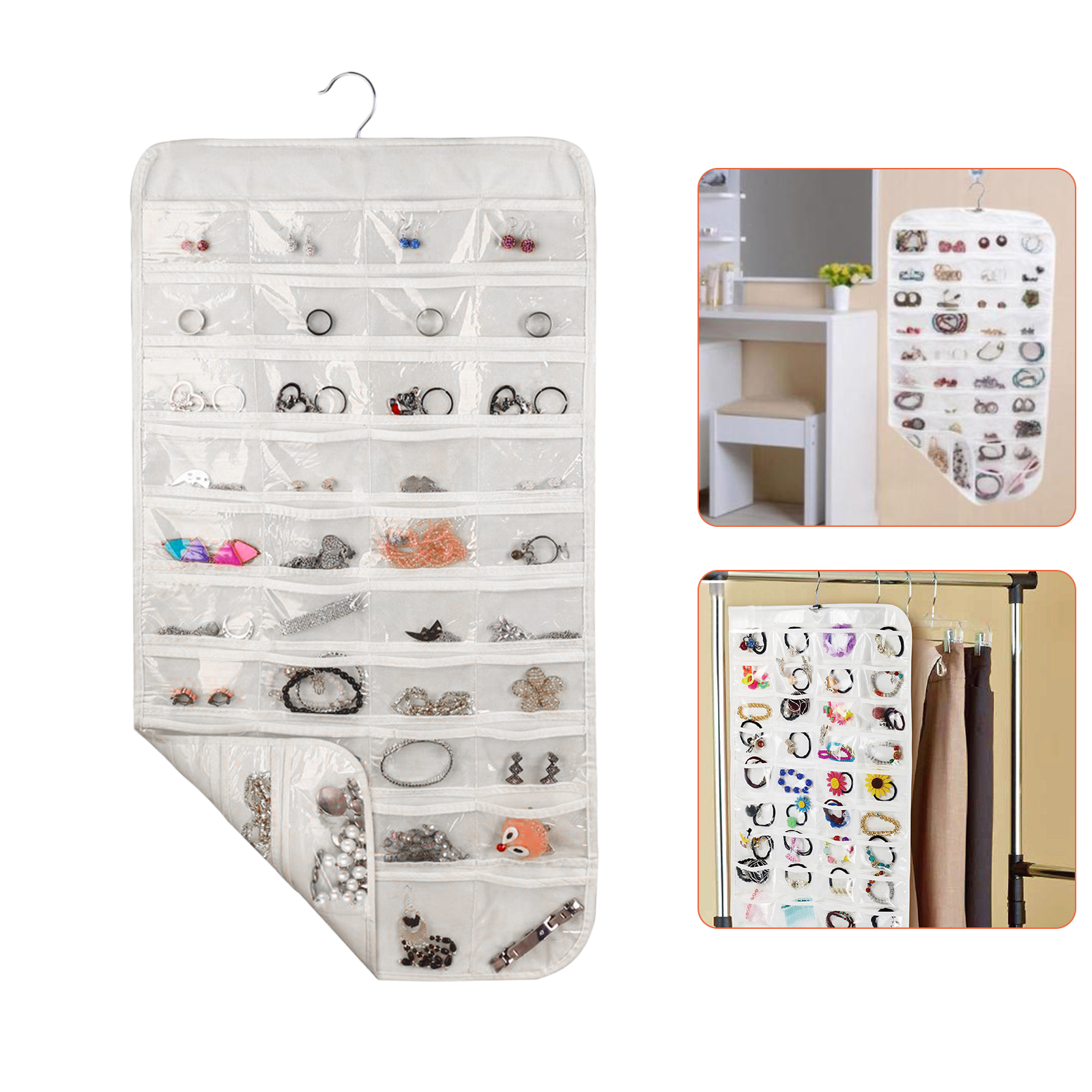 1pcs Jewelry Hanging Storage Organizer Holder Earring Bag Pouch Display CF 