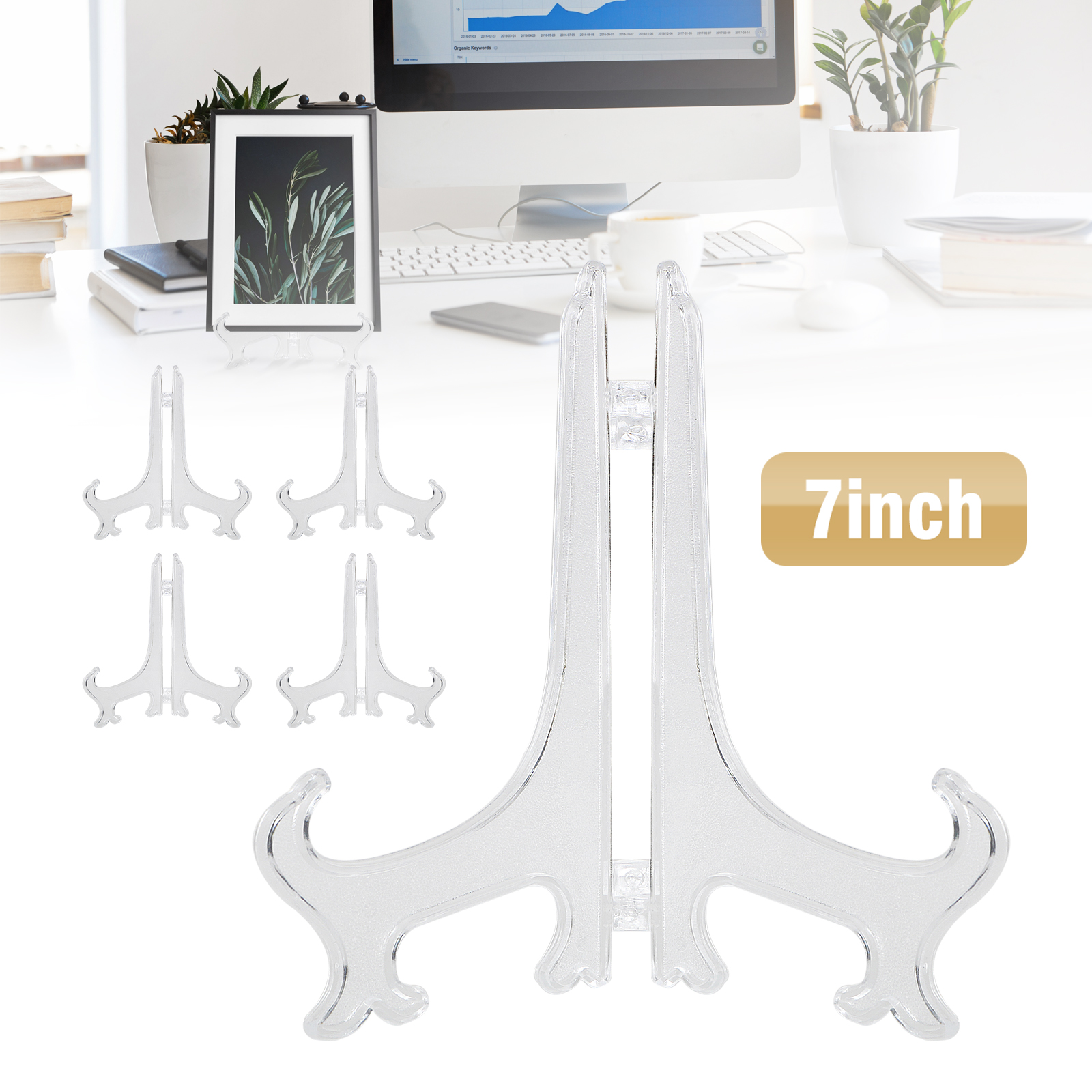 5 Pack Clear display easel Stand Plate Photo Picture Frame Pedestal