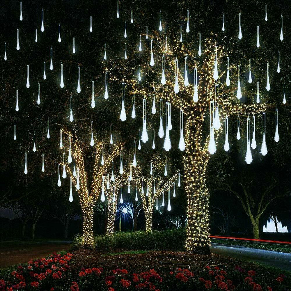 30-80cm 720 LED Solar Lights Meteor Shower Rain Tree String Garden Party Outdoor 