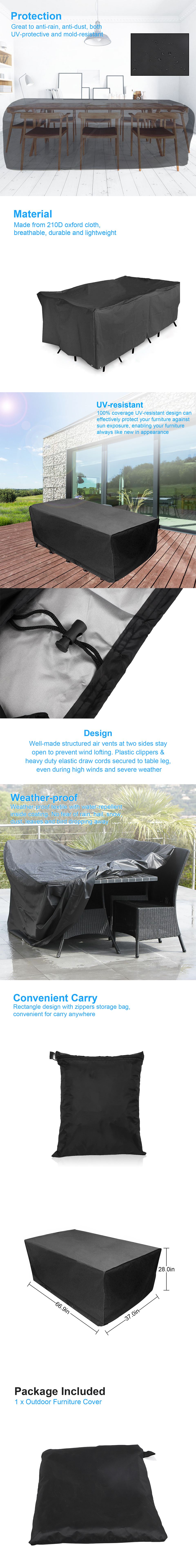 buy outdoor furniture covers on 74cm Nobrand 1 Pcs Black Rectangular Garden Furniture Cover Patio Furniture Covers Waterproof Windproofanti Uv Garden Table Covers 115 115 Garden Furniture Covers Tables